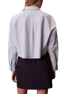Chemise Calvin Klein Jeans à rayures bleues Yarndye pour femme