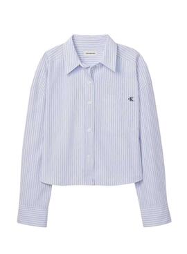 Chemise Calvin Klein Jeans à rayures bleues Yarndye pour femme