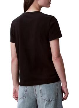 T-shirt Calvin Klein Jeans Label noir pour femme.