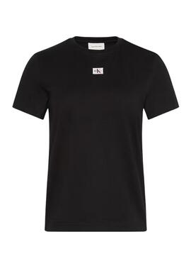 T-shirt Calvin Klein Jeans Label noir pour femme.