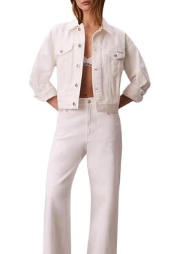Veste en jean Calvin Klein Jeans des années 90 blanche pour femme