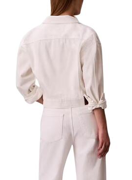 Veste en jean Calvin Klein Jeans des années 90 blanche pour femme