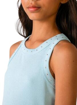 T-shirt bleue Mayoral avec des clous pour fille.