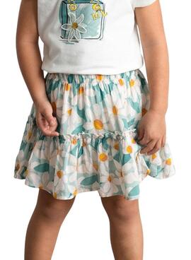 Jupe blanche Mayoral imprimée de grandes fleurs pour fille