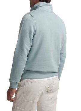 Sweatshirt Silbon demi-zip bleue pour homme