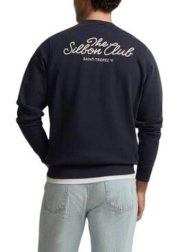 Sweatshirt Silbon Club Saint Tropez bleu marine pour homme