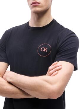 T-shirt Calvin Klein Jeans Logo circulaire noir pour homme.