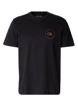 T-shirt Calvin Klein Jeans Logo circulaire noir pour homme.