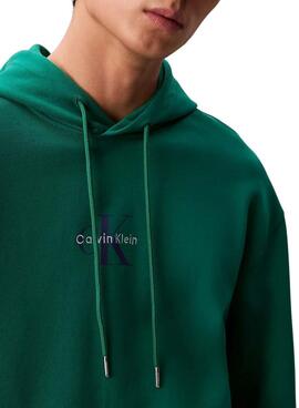 Sweat à capuche Calvin Klein Jeans Monologue vert pour homme
