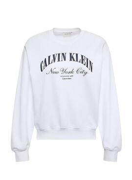 Sweatshirt Calvin Klein Jeans Graphic Logo blanc pour femme