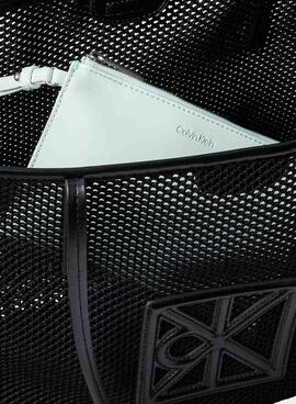 Sac Calvin Klein Jeans Emblem mesh noir pour femme