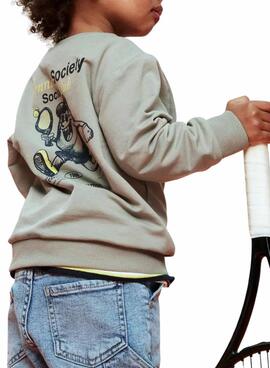 Sweat-shirt Name It tennis vert gris pour garçon.