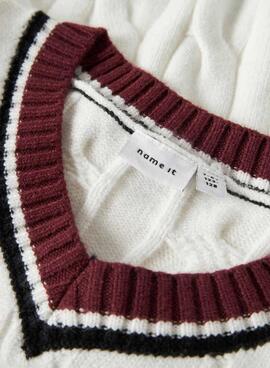 Maillot Name It tressé blanc cassé pour fille