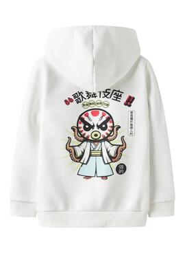 Sweat à capuche Name It avec dessin japonais blanc cassé pour garçon