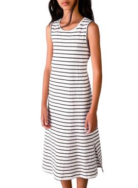 Robe à rayures midi noir et cardinale