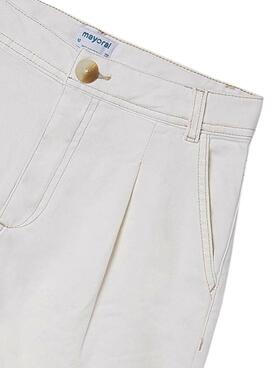 Pantalon large en toile crue pour fille de Mayoral.