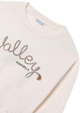 Sweat-shirt Mayoral brodée beige pour fille
