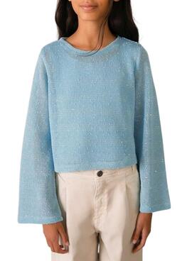 Maillot Mayoral tricot fin bleu ciel pour fille