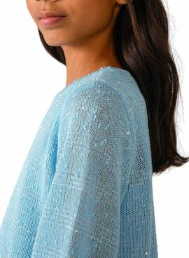 Maillot Mayoral tricot fin bleu ciel pour fille