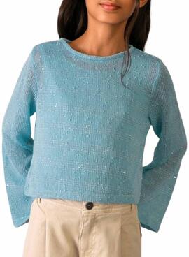 Maillot Mayoral tricot fin bleu ciel pour fille