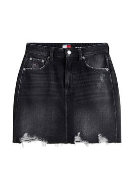 Jupe courte Tommy Jeans Mom noire pour femme.