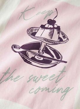 T-shirt Name It Bena avec motif graphique en crème pour fille