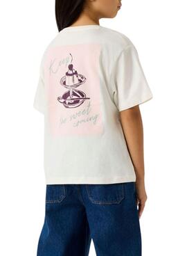 T-shirt Name It Bena avec motif graphique en crème pour fille