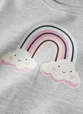 Sweat-shirt Name It Bissine arc-en-ciel gris clair pour fille