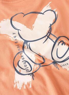 T-shirt Name It Byne oversize corail avec ours imprimé pour garçon