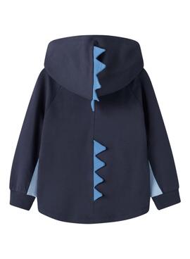 Sweat à capuche bleu marine Name It avec dinosaure pour garçon