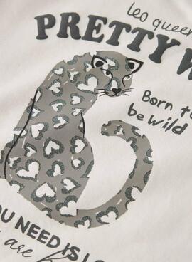 T-shirt Name It imprimé animal print crème pour fille.