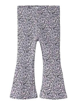 Pantalon flare Name It imprimé de coeurs violet pour fille