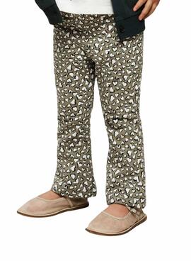 Pantalon flare Name It imprimé de coeurs vert pour fille.