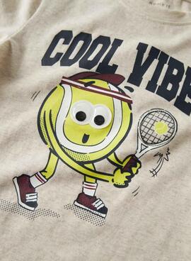 T-shirt Name It balle de tennis cool vibes beige pour garçon