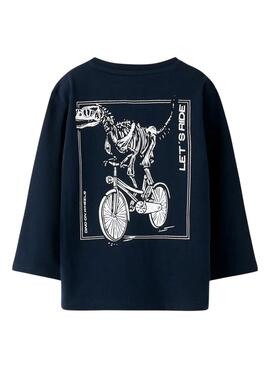 T-shirt Name It dinosaure vélo bleu marine pour garçon