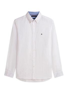 Chemise en lin Tommy Hilfiger Linen Blend blanc pour homme.