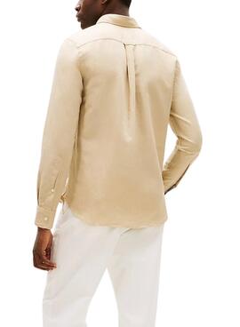 Chemise en lin Tommy Hilfiger en mélange de lin beige pour homme
