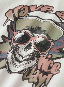 T-shirt crâne beige pour garçon de la marque Name It.