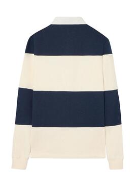 Sweat à col polo Silbon à rayures bleues et blanches pour homme