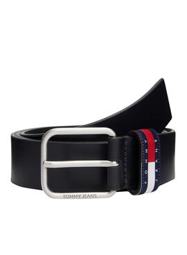 Ceinture en cuir bleue marine Tommy Jeans Ryan pour homme