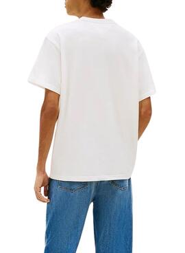 T-shirt basique Tommy Jeans Relaxed Flag blanc pour homme