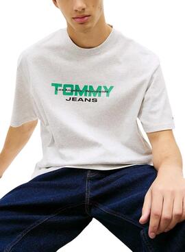 T-shirt Tommy Jeans 90s gris pour homme