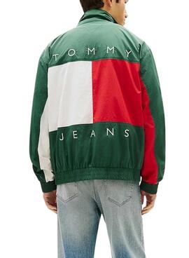Veste Tommy Jeans Heritage Flag verte pour homme