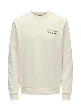 Sweatshirt Only and Sons Cesc beige pour homme