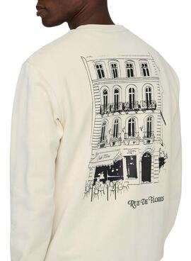 Sweatshirt Only and Sons Cesc beige pour homme