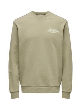 Sweat à capuche Only and Sons Cesc vert pour homme