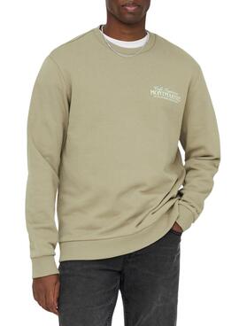 Sweat à capuche Only and Sons Cesc vert pour homme