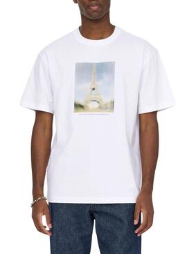T-shirt Only and Sons Fred Eiffel blanc pour homme