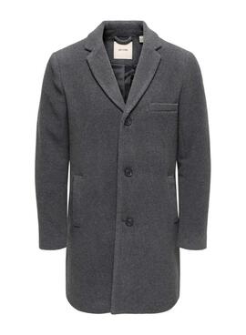 Manteau gris pour homme Only and Sons Jaylon