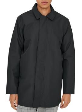 Manteau noir Only and Sons Hall pour homme